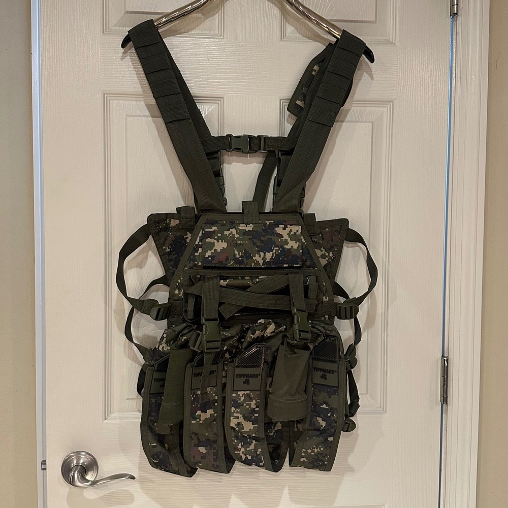 Tippmann Special Ops Paintball Harness Vest Digital Camo Tactical Pod Rig Green